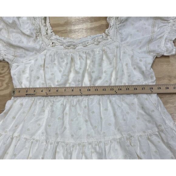 Old Navy Puff Sleeve Tiered Embroidered Mini Dress Ivory Size XL Boho Cottage - Picture 13 of 14